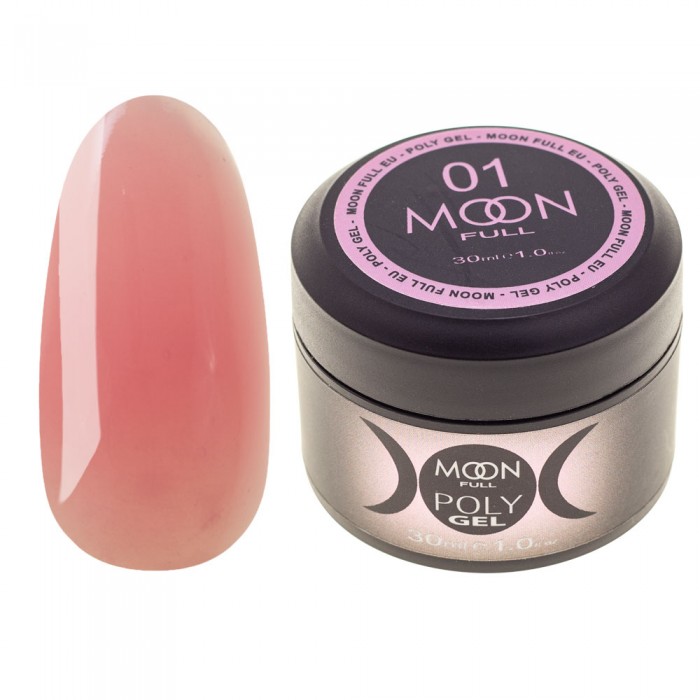 Полігель для нарощування нігтів Moon Full Poly Gel № 01 Рожева Орхідея 30 мл (5905123014680)