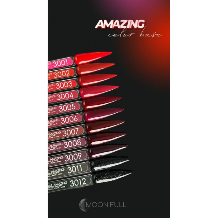 Кольорова база для нігтів MOON FULL Amazing Color Base № 3012, 12 мл (5905123017322)