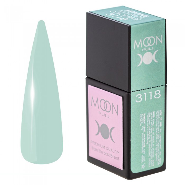 Кольорова база для нігтів Moon Full Amazing Tutti Frutti № 3118 пастельно-м'ятна, 12 мл (5905123023606)