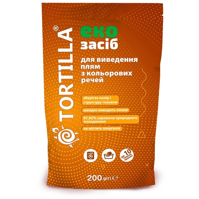 Еко засіб для видалення плям з кольорових речей Tortilla 200 г (4820049380606)